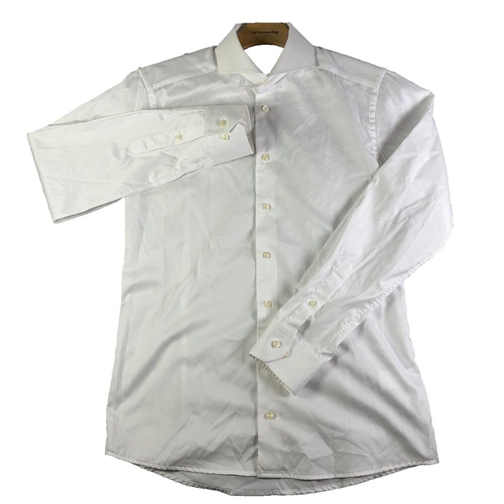 Eton Dress Shirt Mens 39 - 15.5 Neck Slim Fit White Long Sleeve Preppy Business
